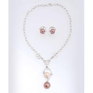 Horse Bit Design Pearls Necklace and Earring Set in Fancy Gift Box with Free Shipping