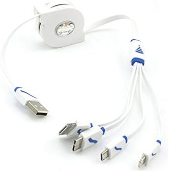 USB Cable, Retractable 4 in 1 Multifunctional Universal USB Charger Cable for iPhone 6s, 6s Plus, 5 / 5S / 5C, 4S 4,iPad Mini, Galaxy S2, S3, S4 (Blue)