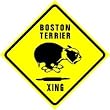 BOSTON TERRIER CROSSING sign * street dog