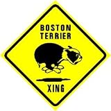 BOSTON TERRIER CROSSING sign * street dog