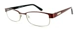 U+ME ultra-sleek designer reading glasses in a modern assortment of colorful metallic frames for todays youthful, fashion conscious men and women. Burgundy 1.75