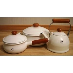新生活　ＩＨ対応鍋セット　野田琺瑯　POCHKA（ポーチカ）　ソースパン15cm　キャセロール20cm　ケトル1.5L　3点セット　