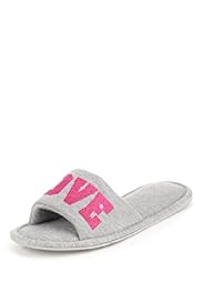 Open Toe Love Slogan Mule Slippers
