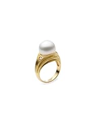 18K Yellow Gold - South Sea Cultured Pearl & Diamond Ring