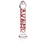 Don Wand Glass Pleasure Wand with Mushroom Tip, Red Sweetheart
