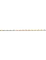 14k Tri-color 1.8mm D/c Rope Chain, Best Quality Free Gift Box Satisfaction Guaranteed