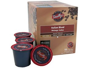 Timothy's 18-pc. K-Cup Coffees & Teas K-Cup Coffee Cups, Italian Blend.