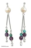Pearl and amethyst earrings, 'Sweet Calm' 0.4