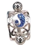 Blue Crystal Yin Yang Curved Barbell Body Piercing - B00065G04E
