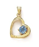 14k 6mm Blue Topaz Heart Pendant
