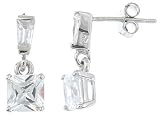925 Sterling Silver Princess Cut CZ Earrings