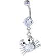 Clear Cubic Zirconia CHARMING CRAB Dangle Belly Ring