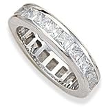 Channel set princess cut clear CZ Sterling Silver Ring
