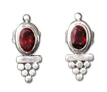 Garnet earrings, 'Grapes of Love' 1" L