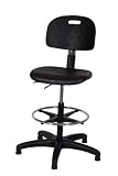 Ergo Ease 52044 Deluxe Shop Chair, Workbench Height, Industrial Grade Polyurethane, Black and Chrome