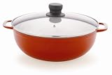 Imusa Aluminum Caldero, Porcelain Exterior with Glass lid, Assorted Colors