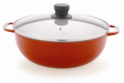 Imusa Aluminum Caldero, Porcelain Exterior with Glass Lid, 26 Centimeter