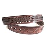 Western Rodeo Basket Weave Thick Cowhide Leather Belt Tooled and Braided (34)