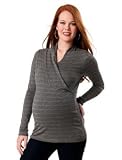 A Pea in the Pod Collection: Velvet Long Sleeve V-neck Lurex Stitching Maternity Top