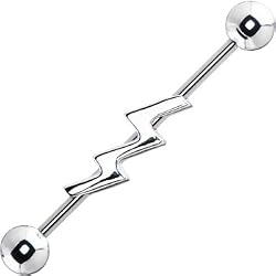 Surgical Steel Lightning Bolt Industrial Barbell Earring