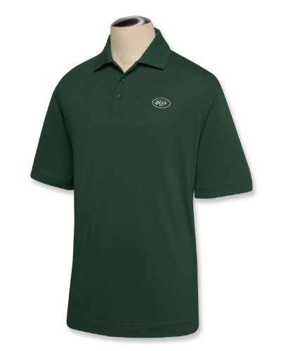 NFL New York Jets Men's DryTec Championship Polo, Hunter, Large