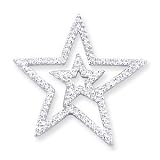Sterling Silver Cubic Zirconia CZ Double Star Medium Pendant