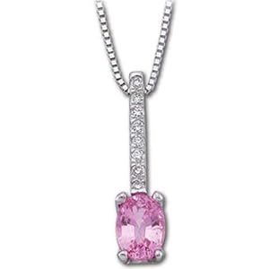 14Kt White Gold Rosey Pink Sapphire and Diamond Necklace