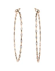 14K Rose Pair 1 1/2 Ct Tw Diamond Hoop Earrings