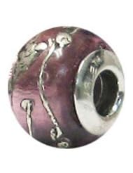 Genuine Zable (TM) Product. 925 Sterling Silver Light Violet Comet Pastel Murano Glass Bead Charm. 100% Satisfaction Guaranteed.