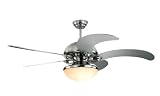 Monte Carlo Centrifica, 52-Inch 5-Blade Ceiling Fan with Remote and Light Kit, Brushed Steel Motor Finish and Silver Blades, 5CNR52BSD