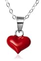 Sterling Silver Red Enamel Children's Heart Pendant, 14"
