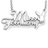 Officially Licensed PLAYBOY Silver Plated MISS FEBRUARY Playmate Necklace