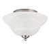 Globe Candice Two-Light Flush Mount Ceiling Fixture, Brushed Steel with Alabaster Globes #61072