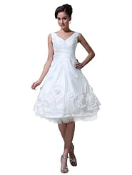 V-neck Taffeta Sleeveless Knee Length   Ball Gown  Dress