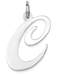 14k White Gold Large Fancy Script Initial C Letter Charm YC655C