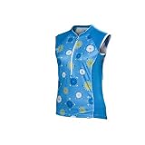 Descente 2008 Women's Genesis Sleeveless Cycling Jersey - Symetrical Flower/Marine/Azure - 13522sfmraz (L)