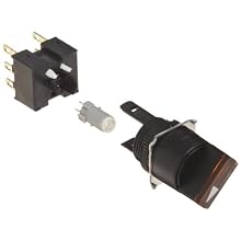 Omron A165W-T3MY-24D-2 Knob Type Selector and Switch, Solder Terminal, IP65 Oil-Resistant, 16mm Mounting Aperture, LED Lighted, 3 Notches, Manual Reset Method, Round, Yellow, 24 VDC Rated Voltage, Double Pole Double Throw Contacts