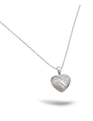 Sterling Silver Rhodium Plated I Love You Cut Out Heart With 1 Cz Accent Necklace 16 Inch Plus 2 Inch Chain