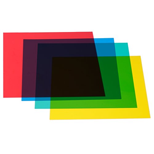 Neewer 12"x 12"/30 x 30cm Color Correction Gels Set 4-Color Gel Filter Film Gel Sheet for Video Light Studio Flash Strobe, Set Including: (1) Red Color Gel+ (1) Yellow Color Gel+ (1) Green Color Gel+ (1) Blue Color Gel, This color filter set consists
