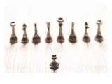 Silver Pawn on Newspaper Stock Market Report with Line of Chess Pieces, Chess Photographic Poster Print, 24x18