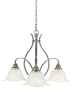 Murray Feiss F2049/3AP Morningside Three-Light Chandelier in Antique Pewter and White Alabaster Glass