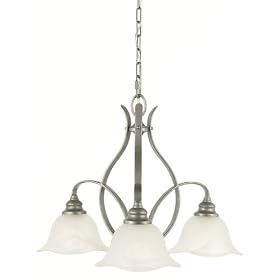 Murray Feiss F2049 3AP Morningside Three-Light Chandelier in Antique Pewter and White... by Murray Feiss