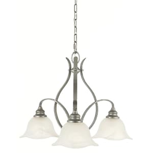 Murray Feiss F2049 3AP Morningside Three-Light Chandelier in Antique Pewter and White... by Murray Feiss