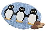 Penguin Party Tufted Rug - Ice Blue (26x37 Oval)