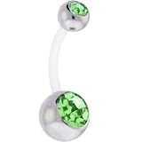 Imperial Green Double Gem BIOPLAST Belly Ring