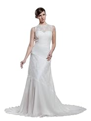 Sheath Mermaid Jeweled Lace Sequined Spring Fall Sleeveless  Dress with a Court Train 