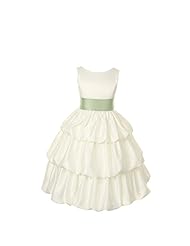 Girls  Tea Length Polyester/Satin  Dress With a Bow(s) and a Sash 