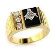 Men's Onyx Two-Tone Brass Ring - Size 8-13