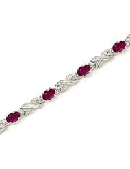 10kt Yellow Gold Oval Ruby and Diamond Bracelet