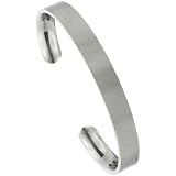 Titanium Flat Cuff Bangle Bracelet Gold Dot Ends Matte finish Comfort-fit, 8 inch long 8 mm 5/16 inch wide